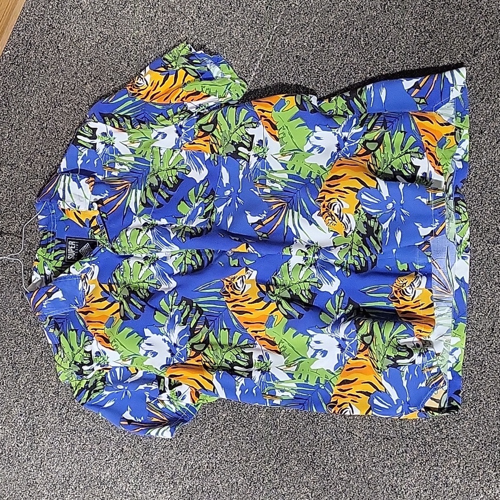 Vintage Tiger Print collared shirt